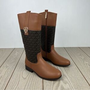 Michael Kors Big Girls Finley Heart Logo Tall Shaft Boots Caramel Brown $69